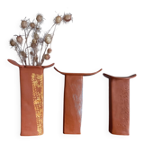 Trio of terracotta vases, unique pieces