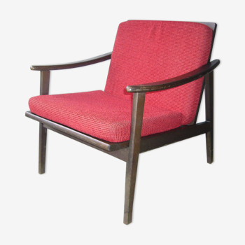 60's chair in Scandinavian-style teak and velvet