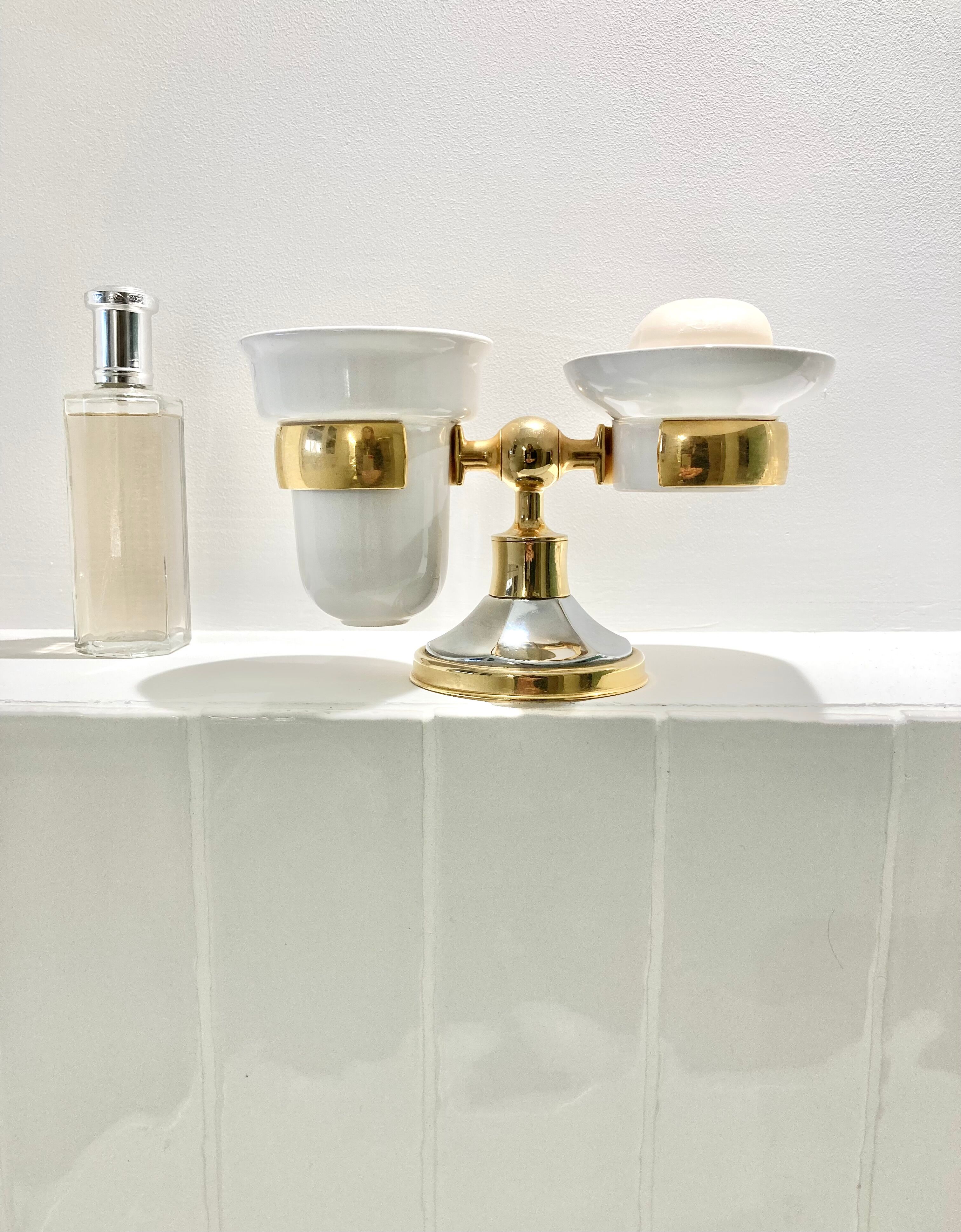 Art Deco soap dish and toothbrush holder