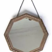 Octagonal mirror in carved wood
