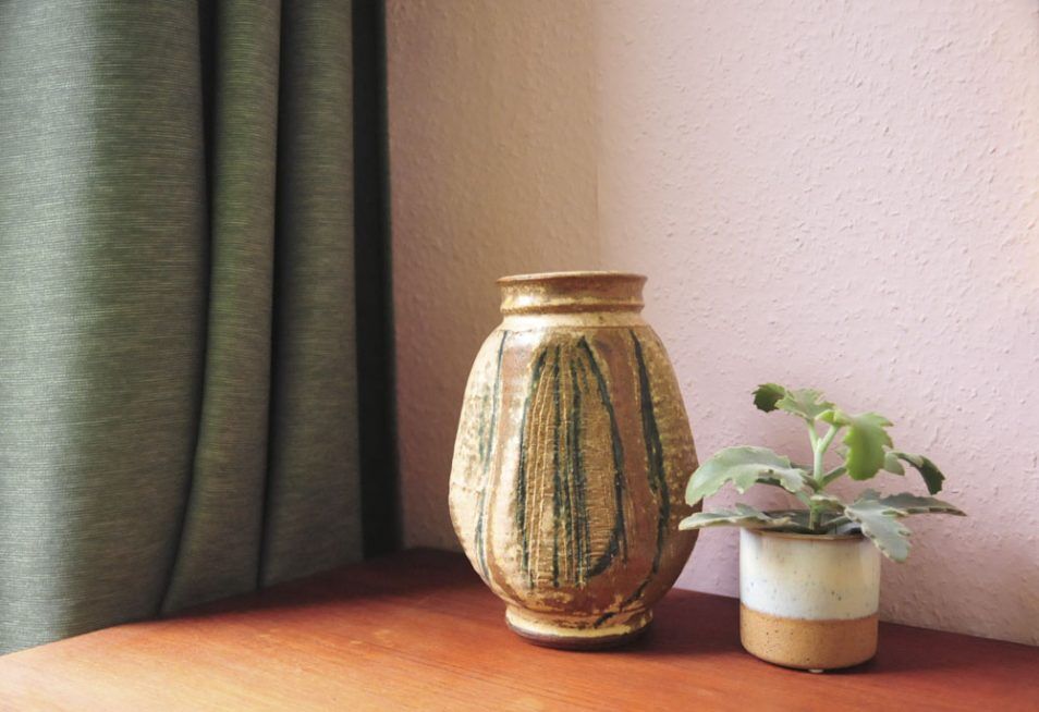Vintage ceramic vase in earth tones, from Denmark