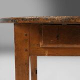French round sidetable in oak with blue top and beautiful patina, ca. 1850