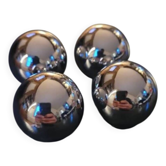 4 chrome-plated brass furniture knobs