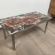 Vintage coffee table metal chrome annes 70 painted ceramic sign vallauris la grange