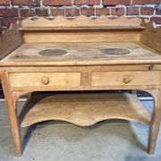 Meuble de toilette ancien en bois brut