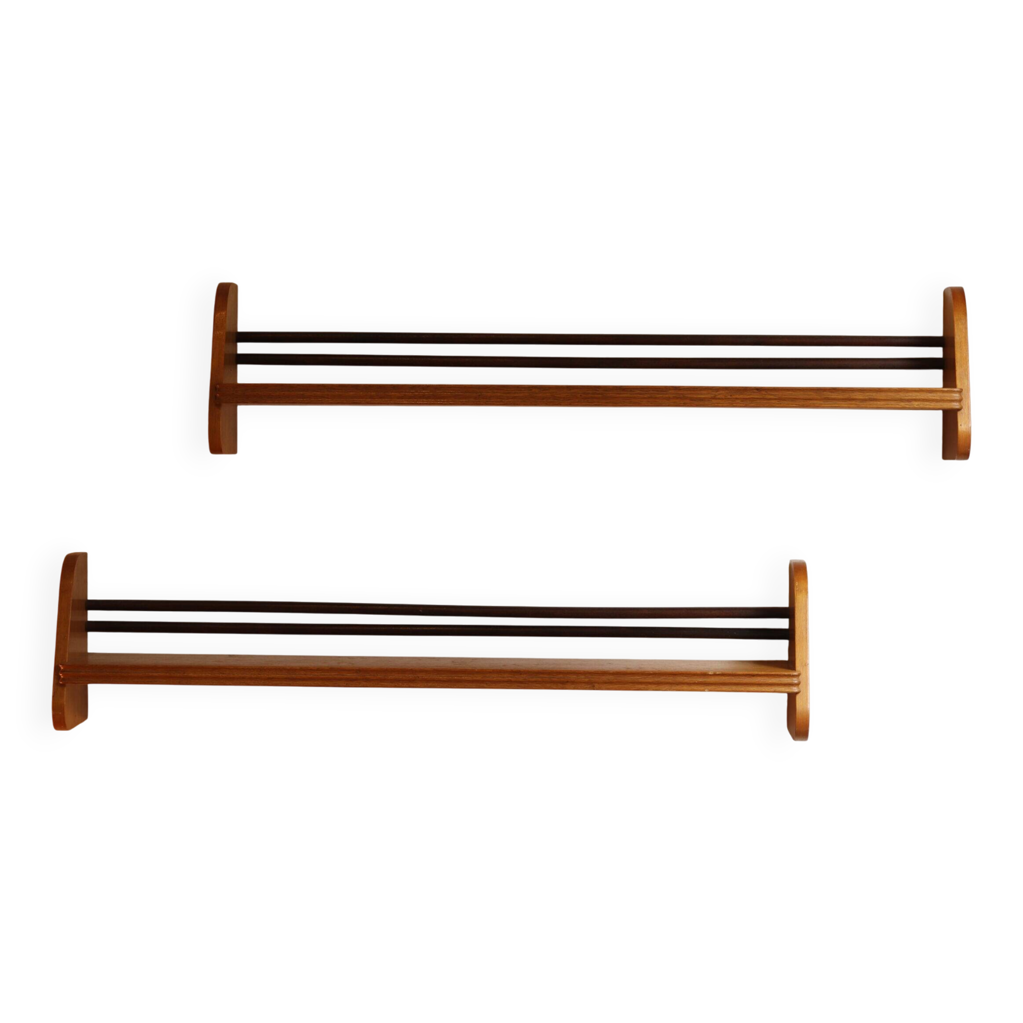 Pair of 1950s wooden wall shelves