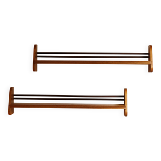 Pair of 1950s wooden wall shelves
