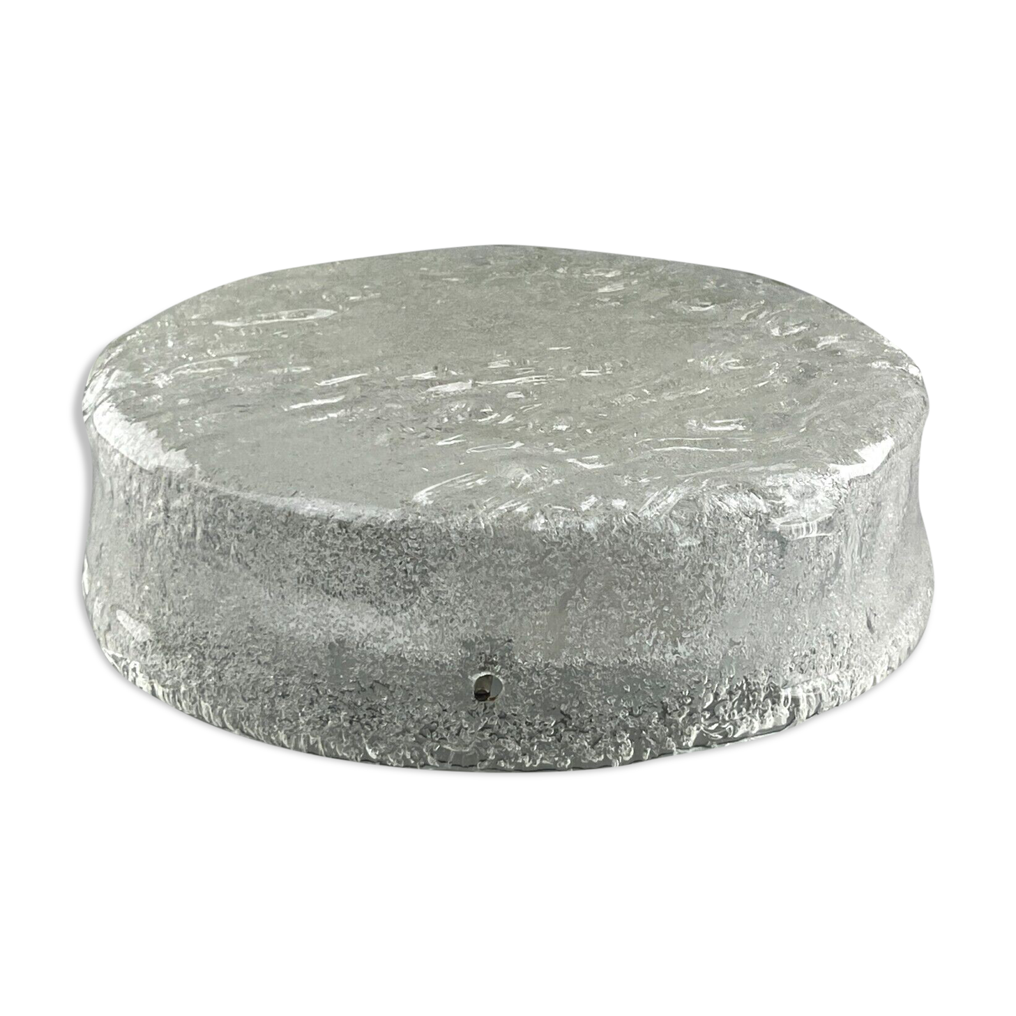 60s 70s lamp light plafoniere flush mount ice glass hillebrand 60s