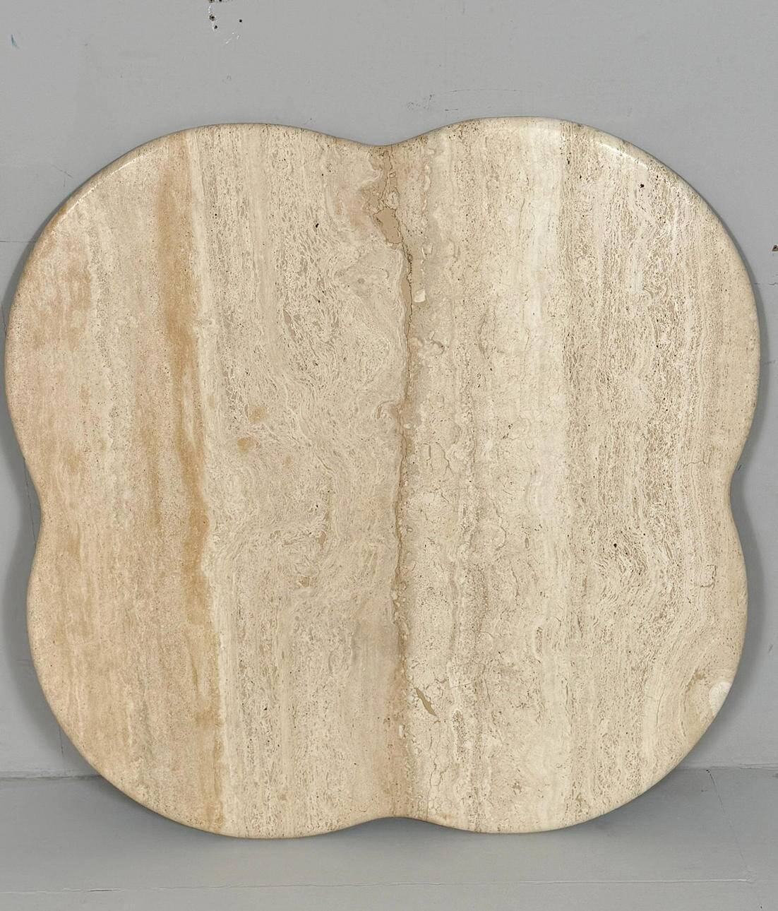 Coffee table with travertine top in cloverleaf shape, Italy, 1970s.
