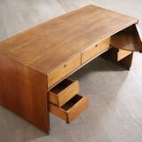 Curved Directors desk in walnut, Italy 1940s