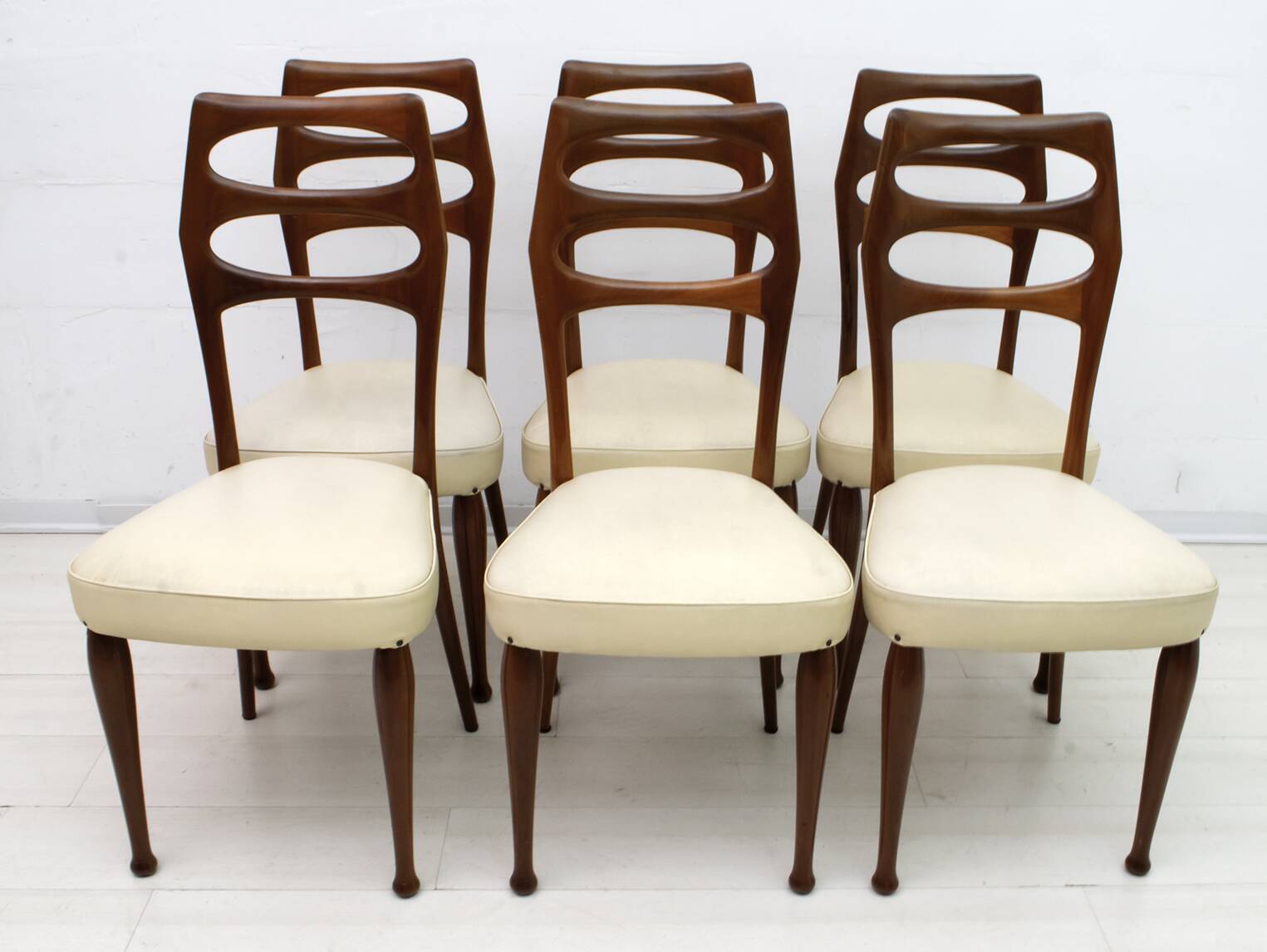 Six Vittorio Dassi Mid-Century Modern Italian Mahogany Dining Chairs, 1950s