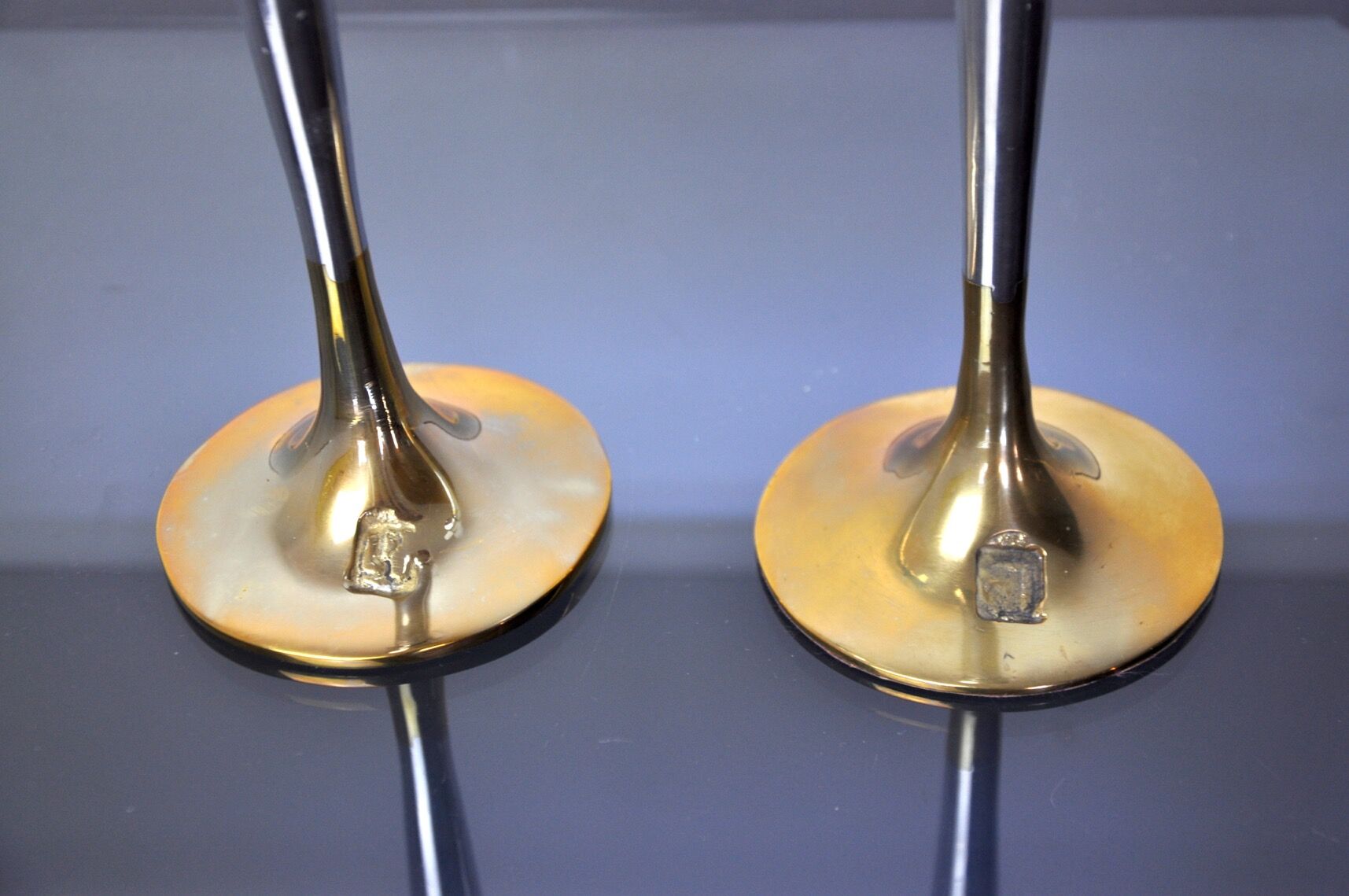 Pair of brutalist candlesticks by Art3, 1970