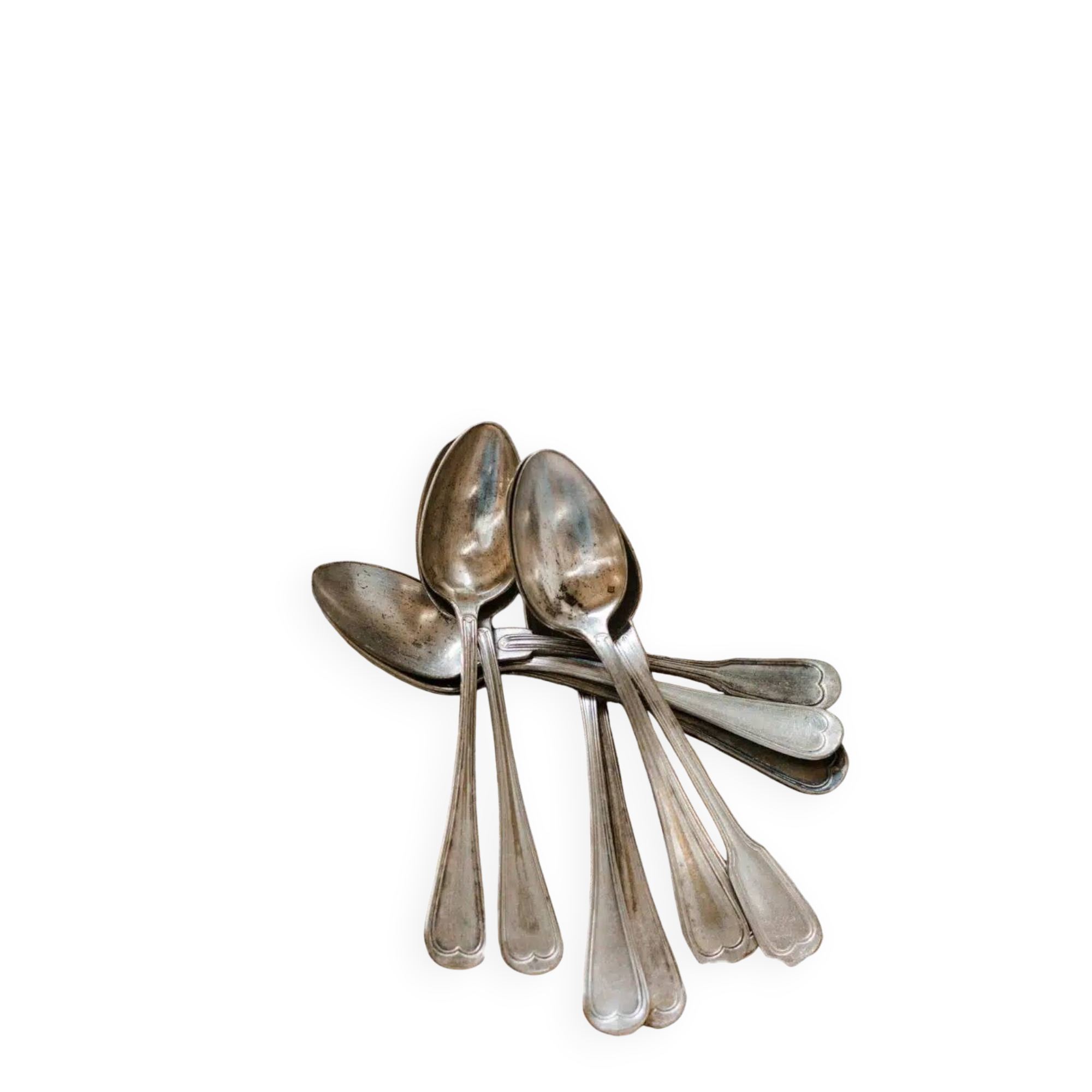 Silver heart spoon (set of 10) "leather"