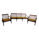 Vintage Scandinavian bench and armchairs for Glostrup 1960