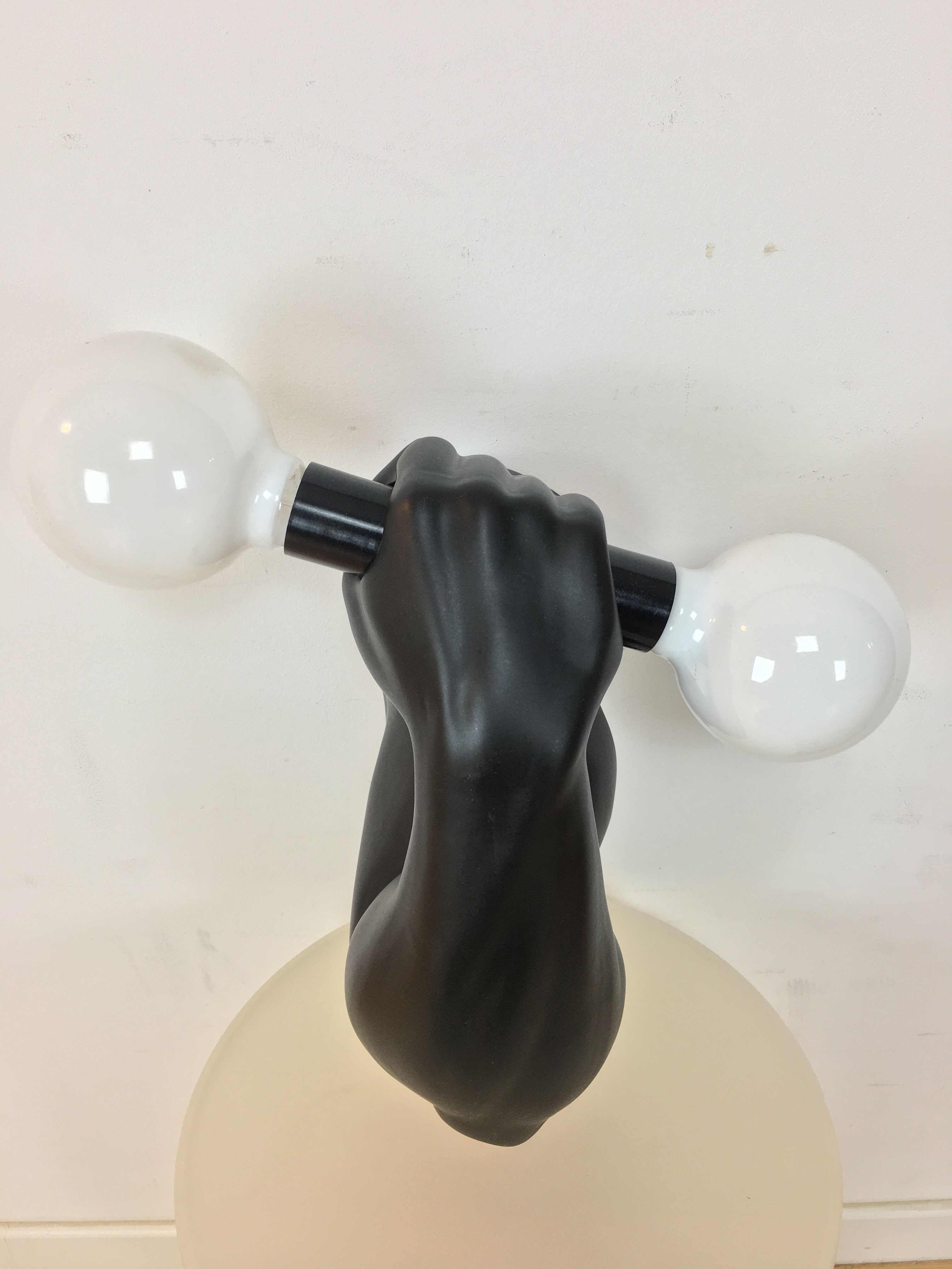 "Haltère" sconce by J.C. Peiré 1980, black ceramic