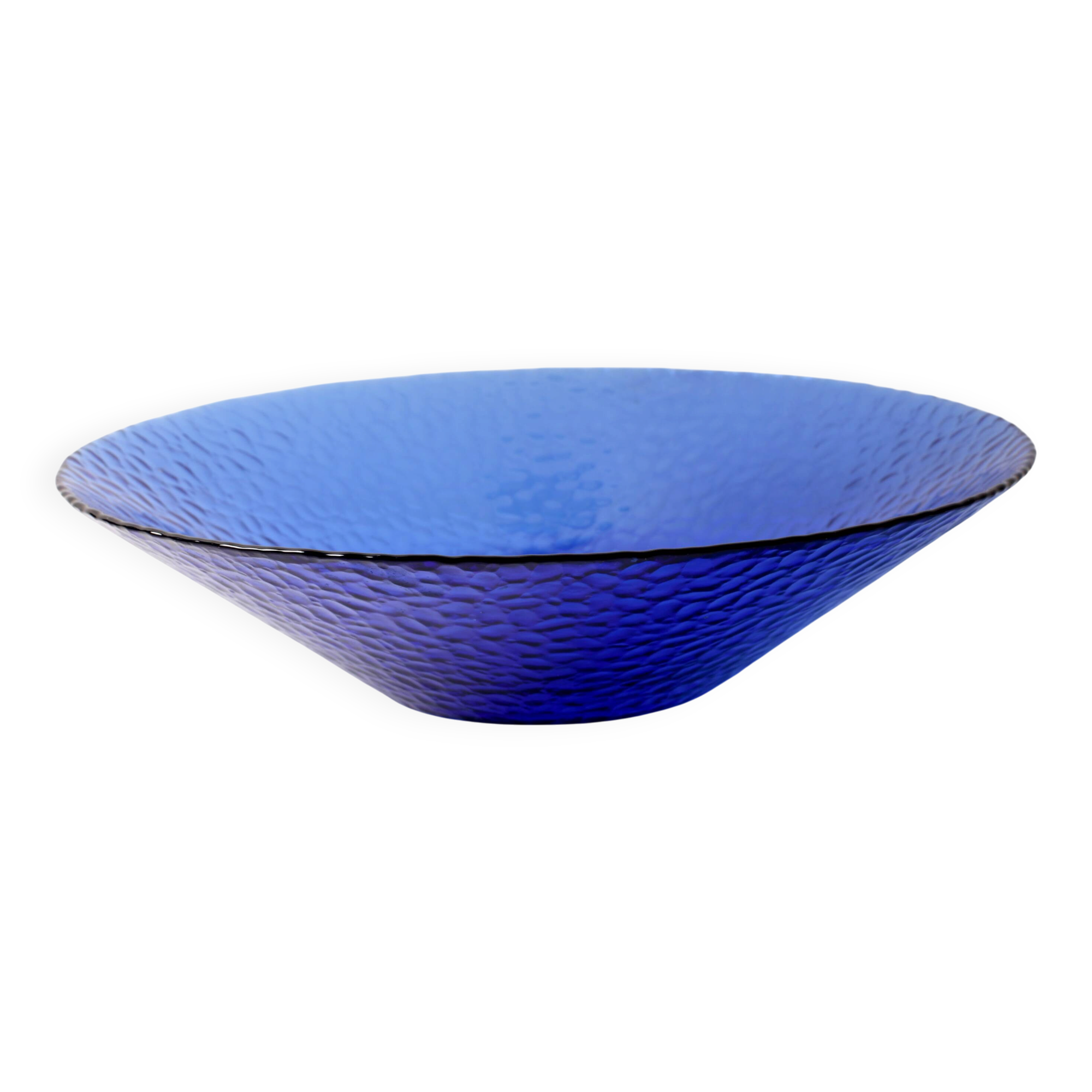 Mid-Century Cobalt Blue Glass Bowl: Large Arcoroc France Centerpiece