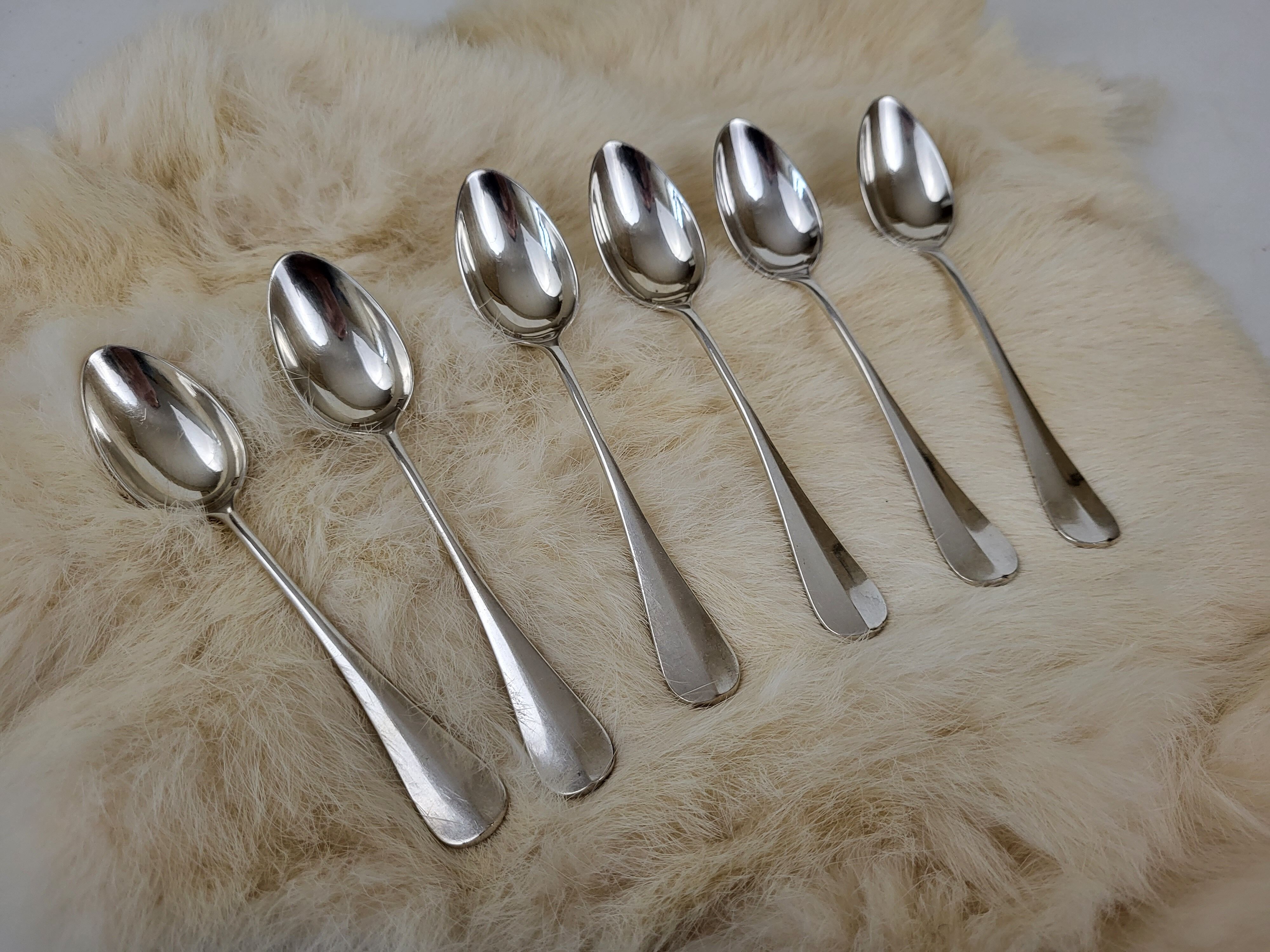 Set of 6 teaspoons in silver metal 18gr