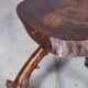 Tripod side table, solid wood, brutalist style.