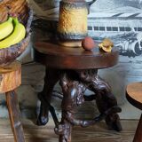 Tripod stool Art-popular vines, solid wood top