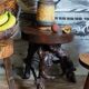 Tripod stool Art-popular vines, solid wood top