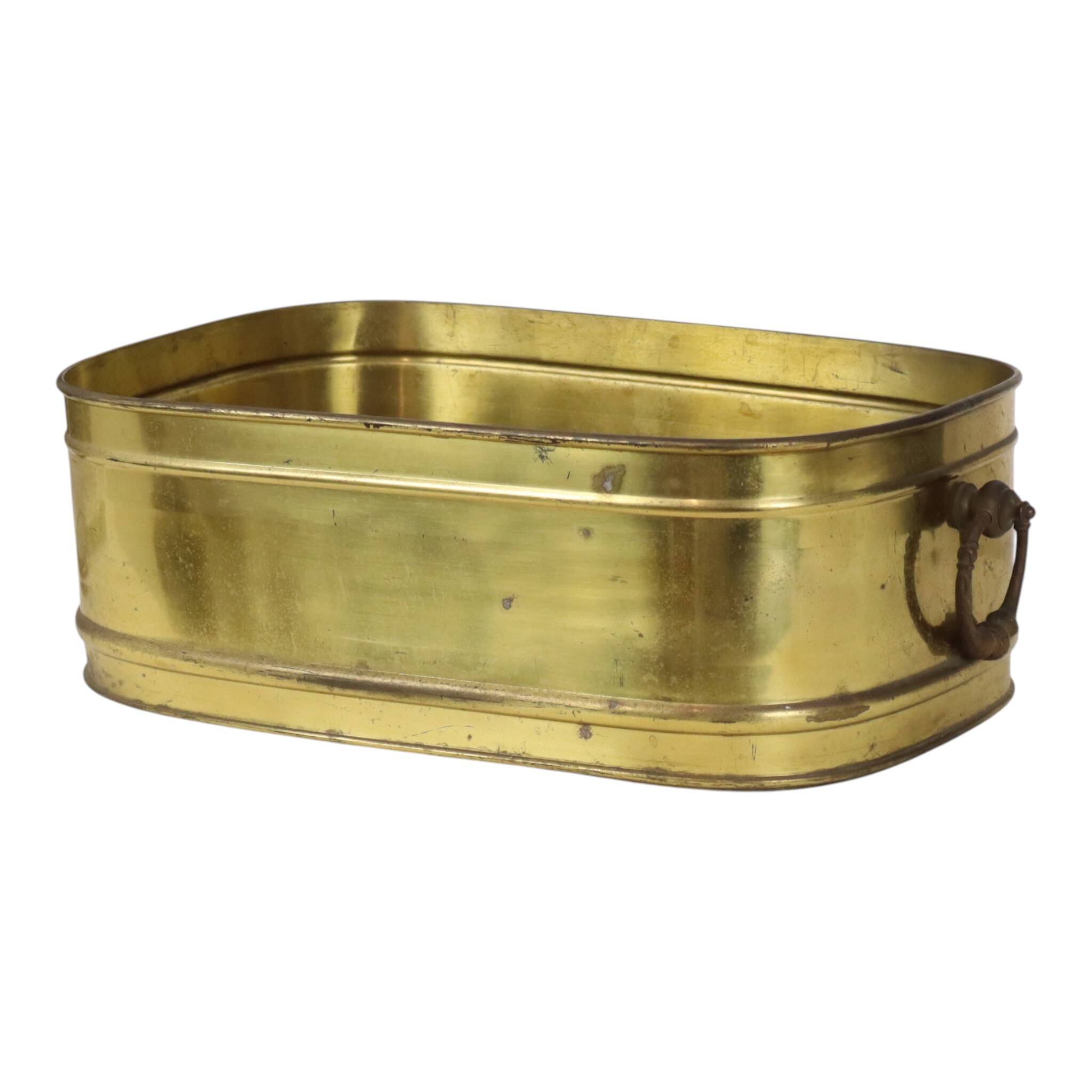 Large Oval Brass Planter Vintage XL Cachepot 41cm