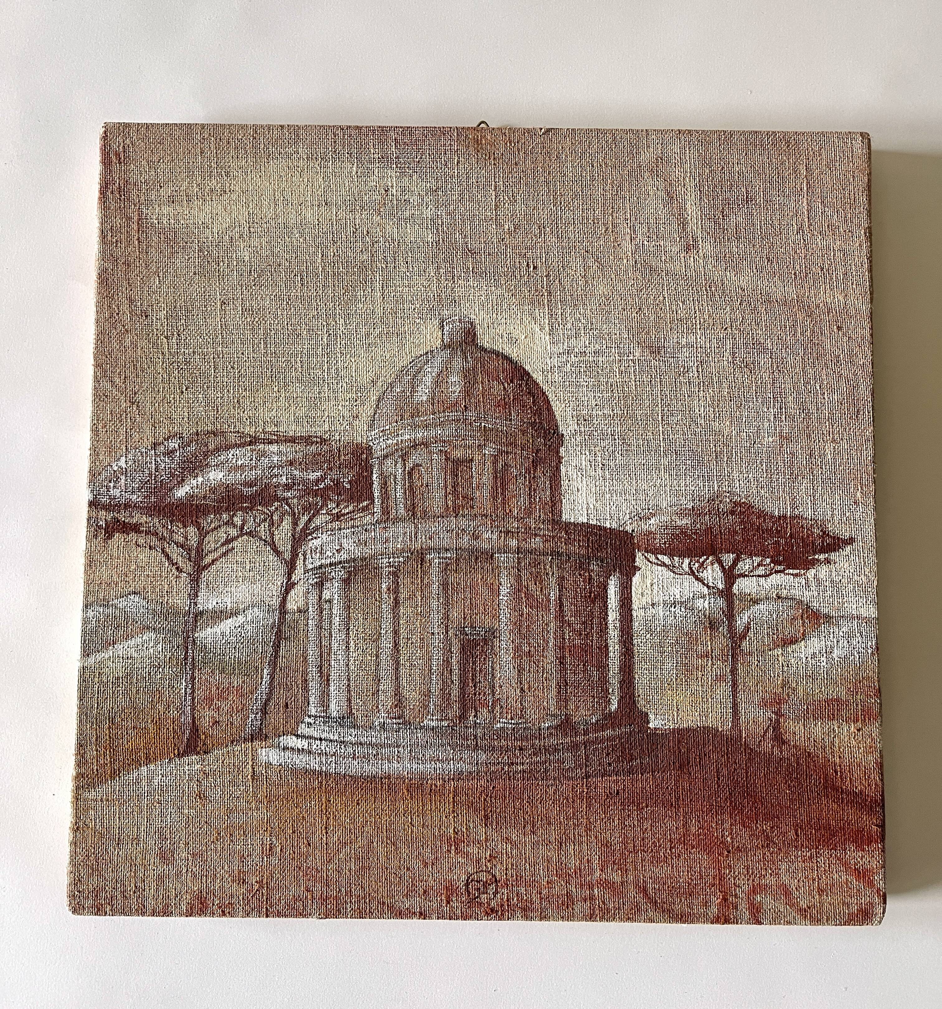 Oil on canvas landscape a l'antique signed gouny et marange