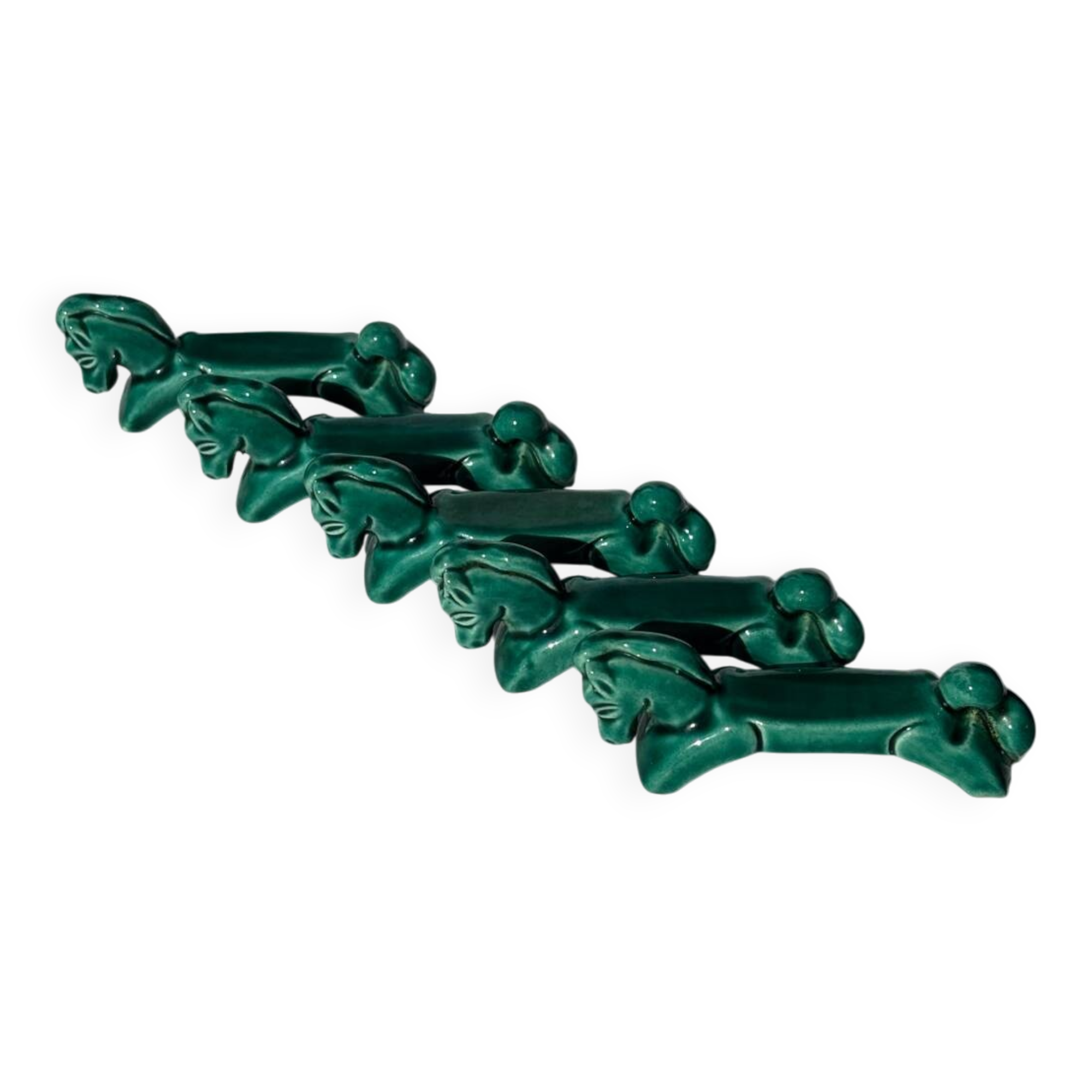 Green ceramic horse knife holder