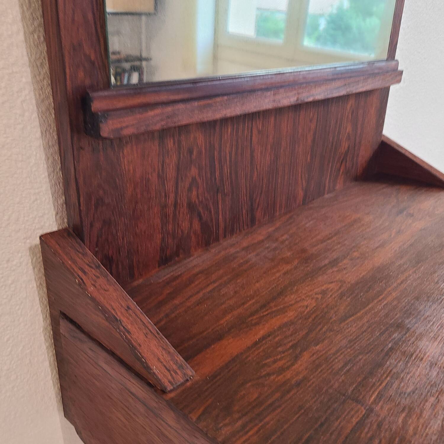 Vintage Scandinavian teak rosewood mirror from the 1970s