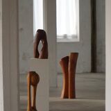 Wood sculpture "The Thoughtful One" by Ole Wettergren, Denmark, 1980s