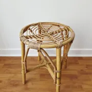Vintage rattan stool in bohemian retro style - 1950s/1960s