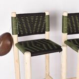2 handmade Moroccan green stools