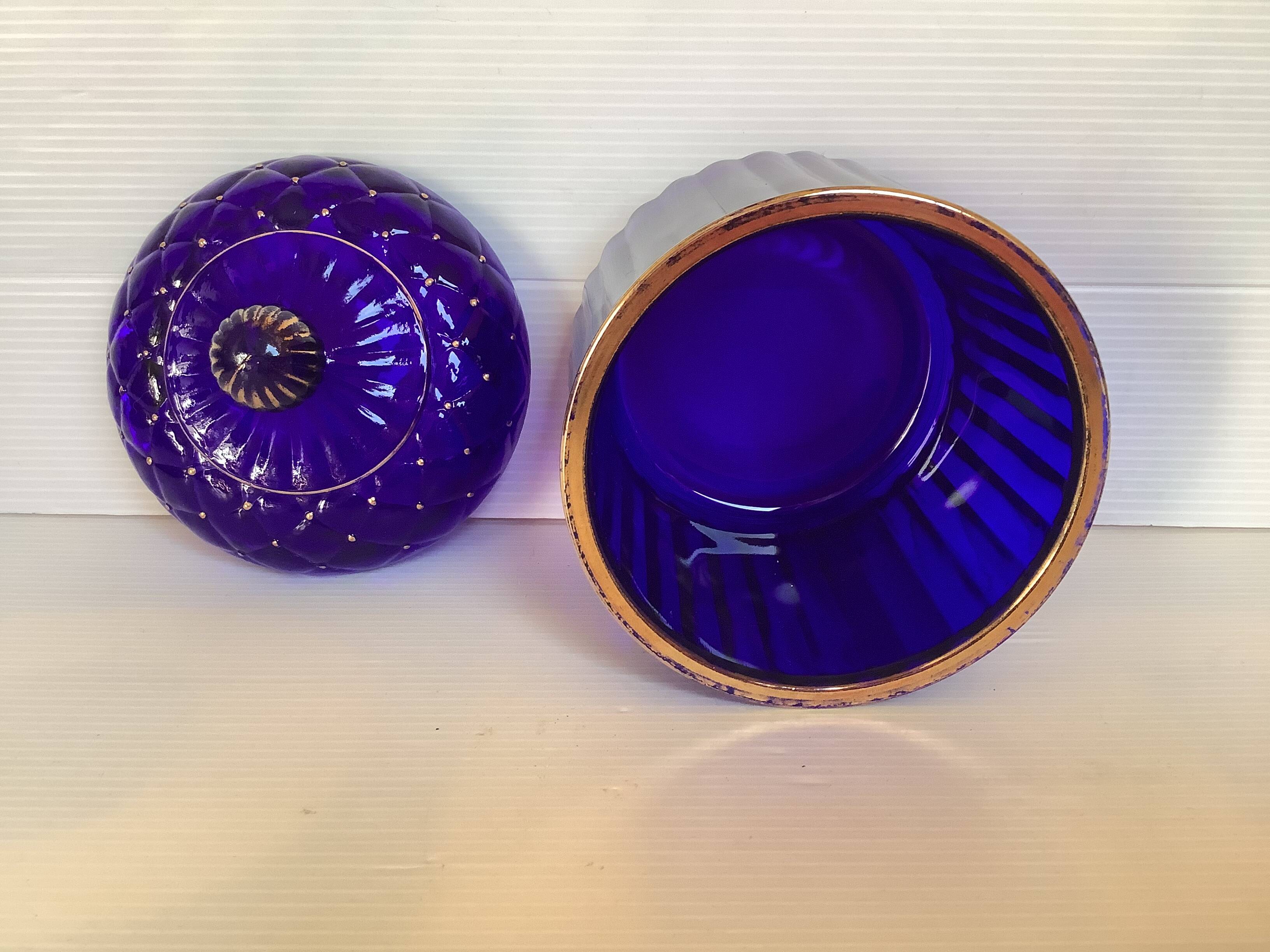 Cobalt blue and gold pot box