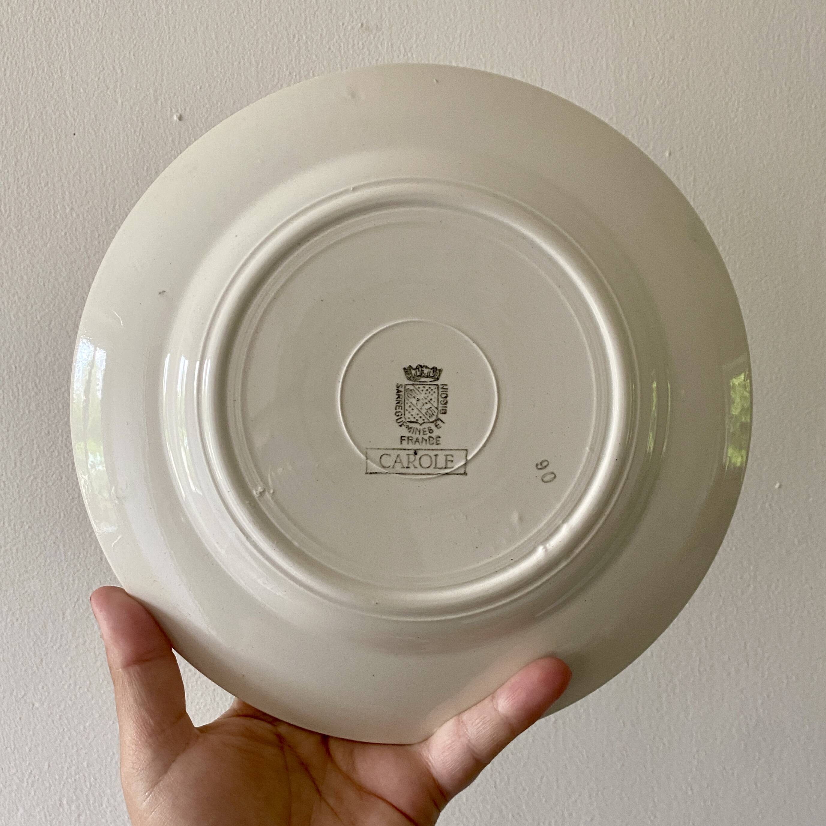 Lot de 6 assiettes plates vintages modèle Carole de la manufacture Digoin Sarreguemines