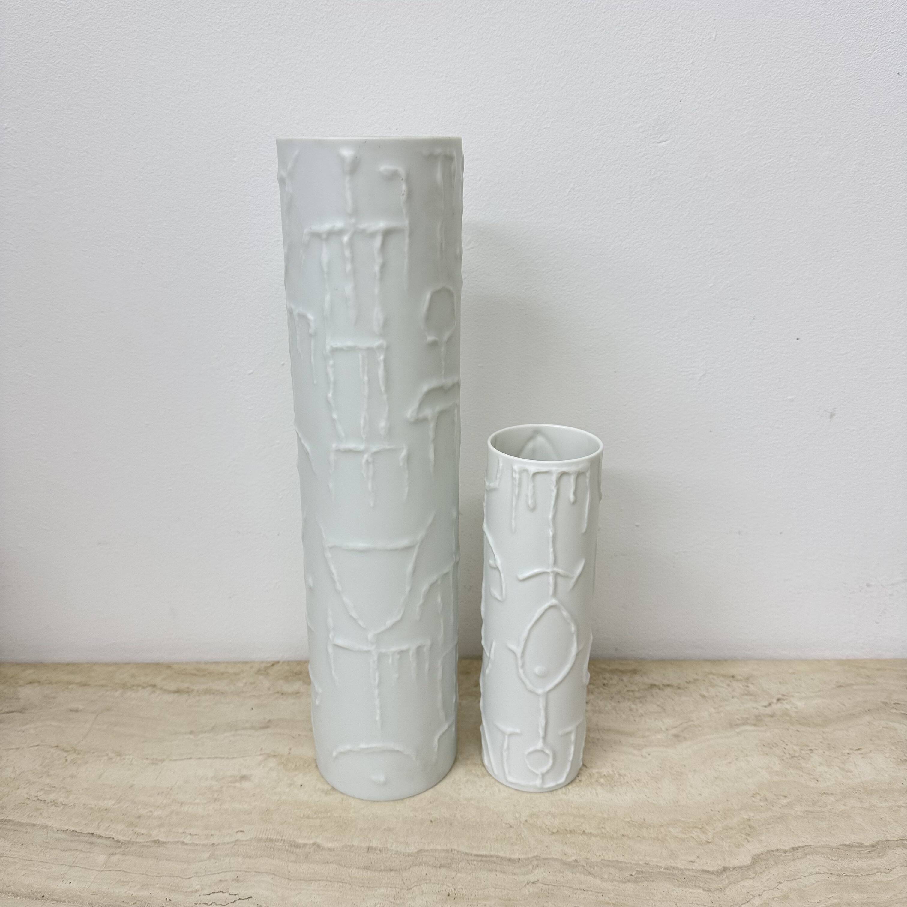 Set of 2 Abstract porcelain Vases by Cuno Fischer for Rosenthal, Germany, 1