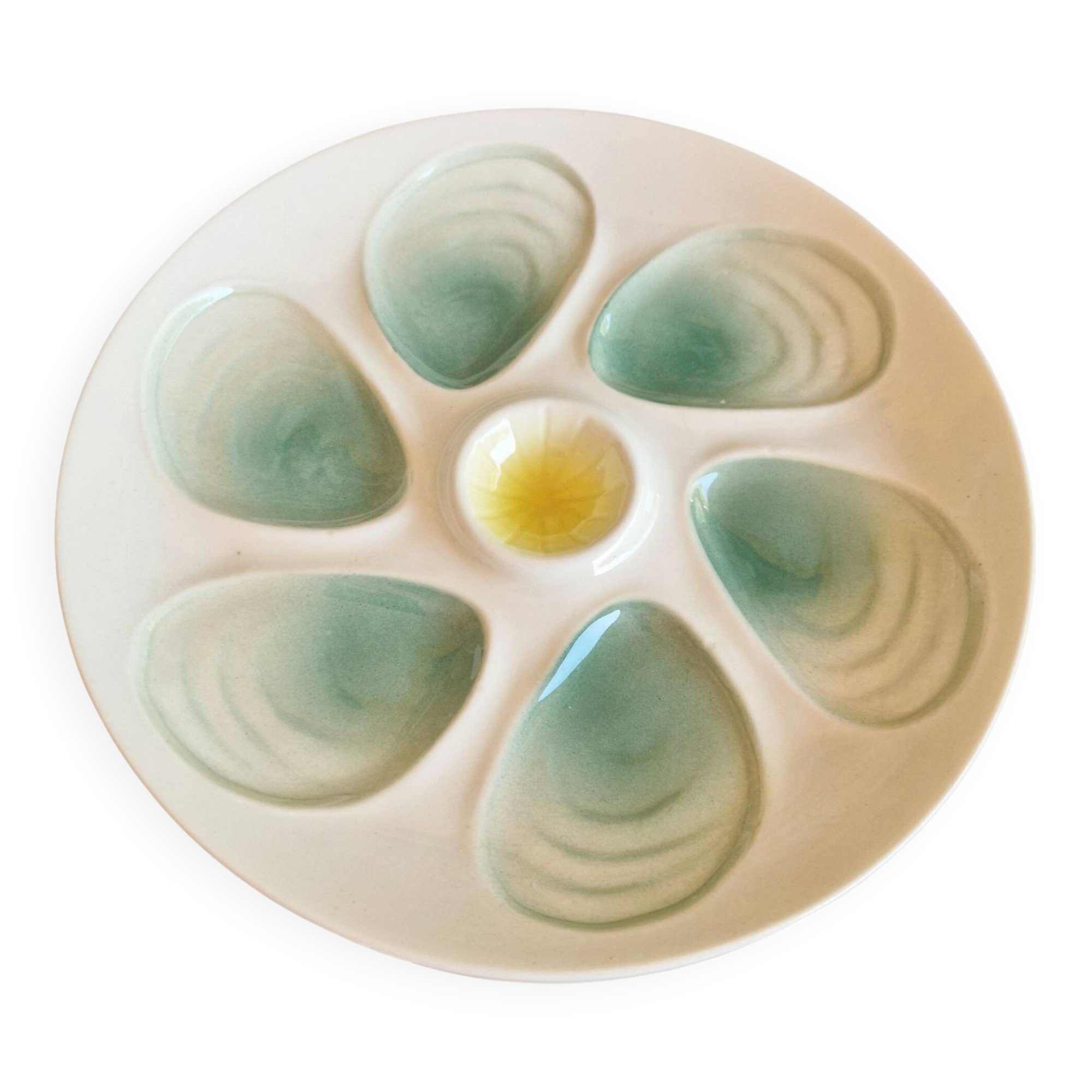 Set of 4 old oyster plates, SALINS pottery, France