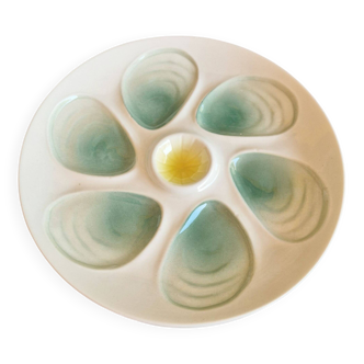 Set of 4 old oyster plates, SALINS pottery, France
