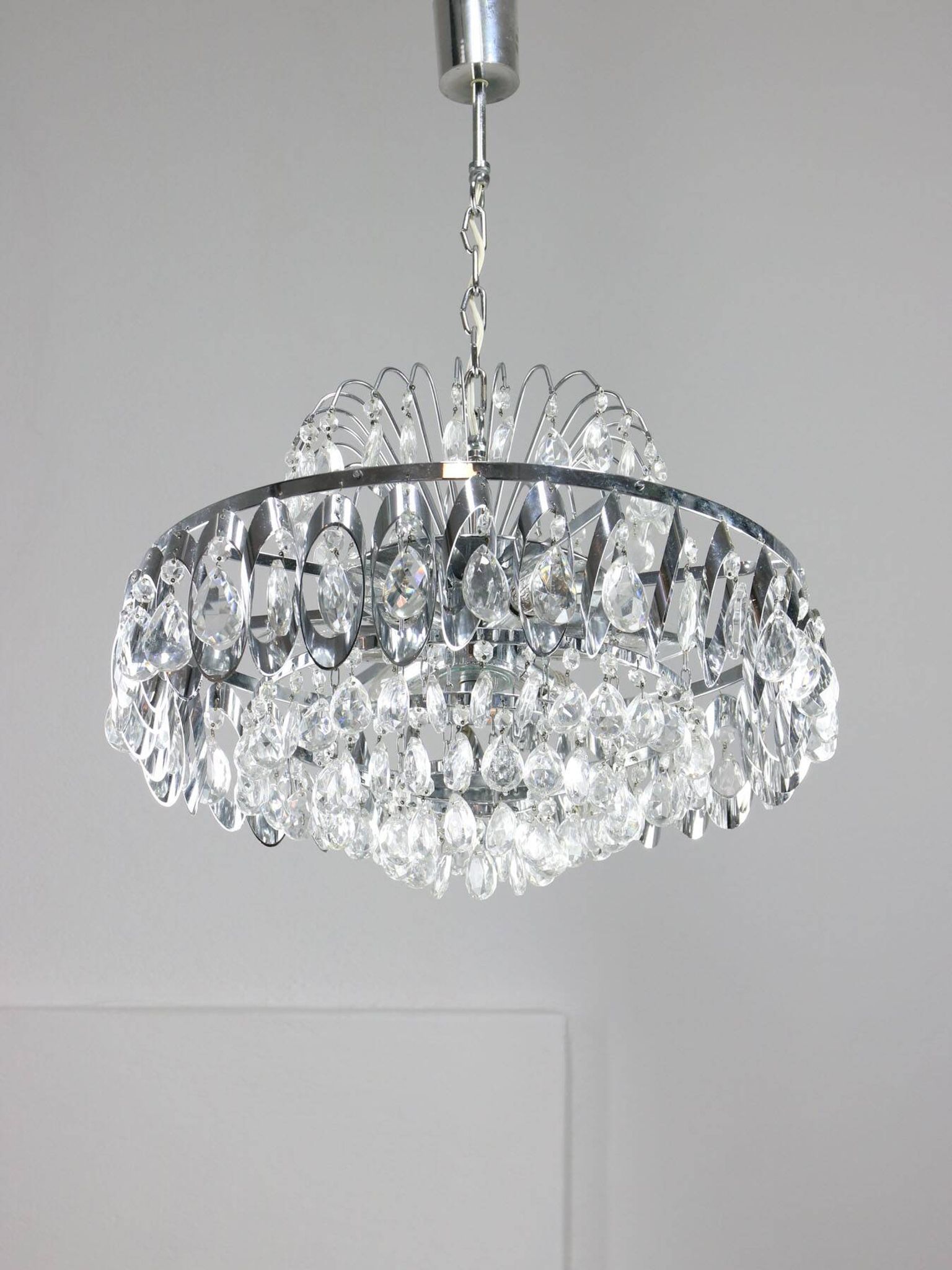 Vintage Viennese Medium Sized Crystal Chandelier, 70s