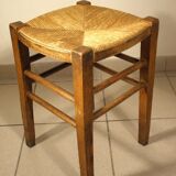 Wood and straw farm stool
