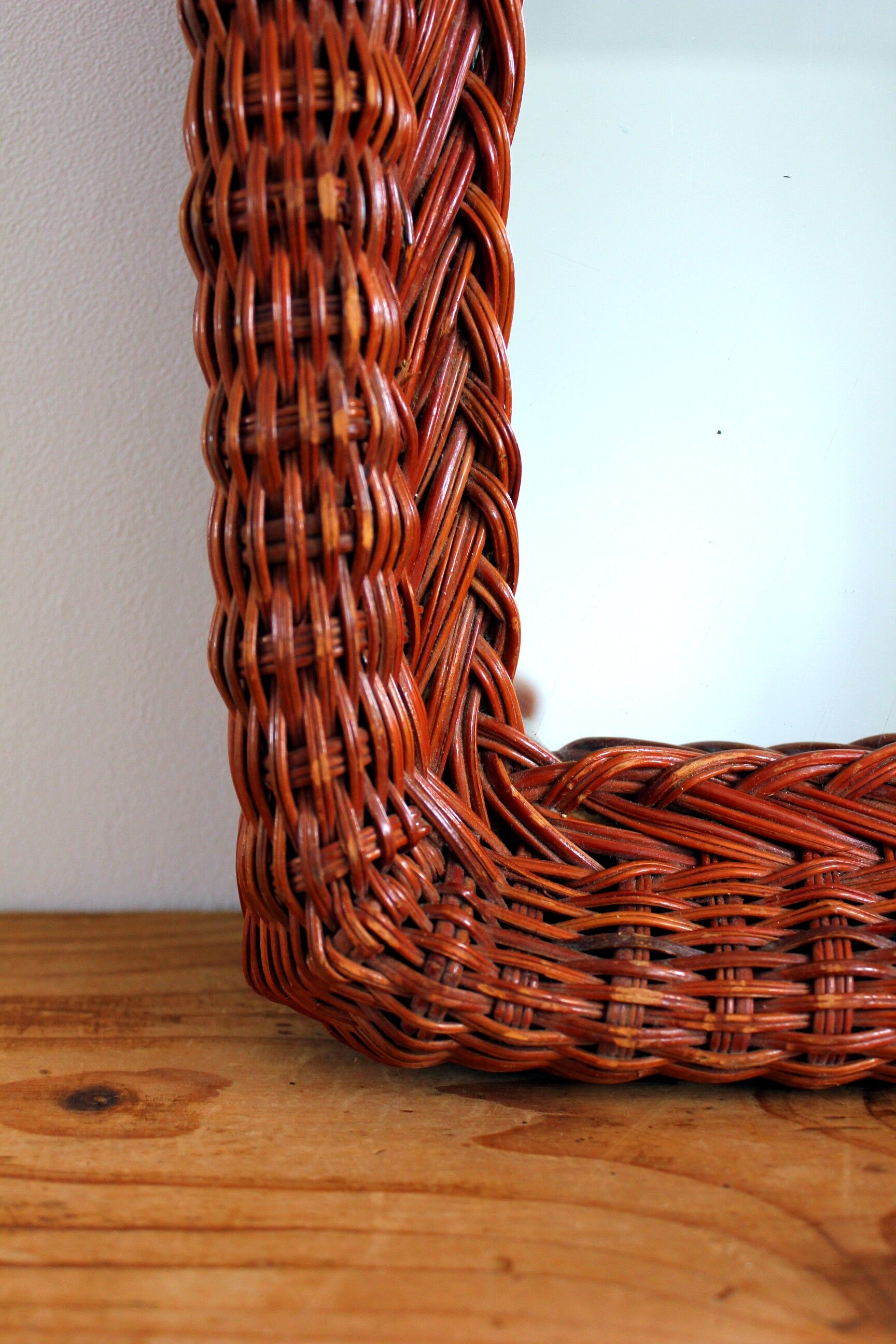 Wicker rattan mirror