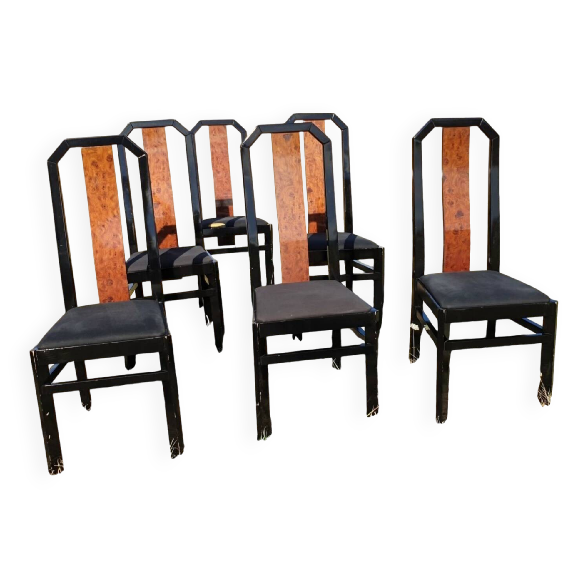 6 chaises vintage en bois noir