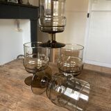 4 vintage smoked glass glasses