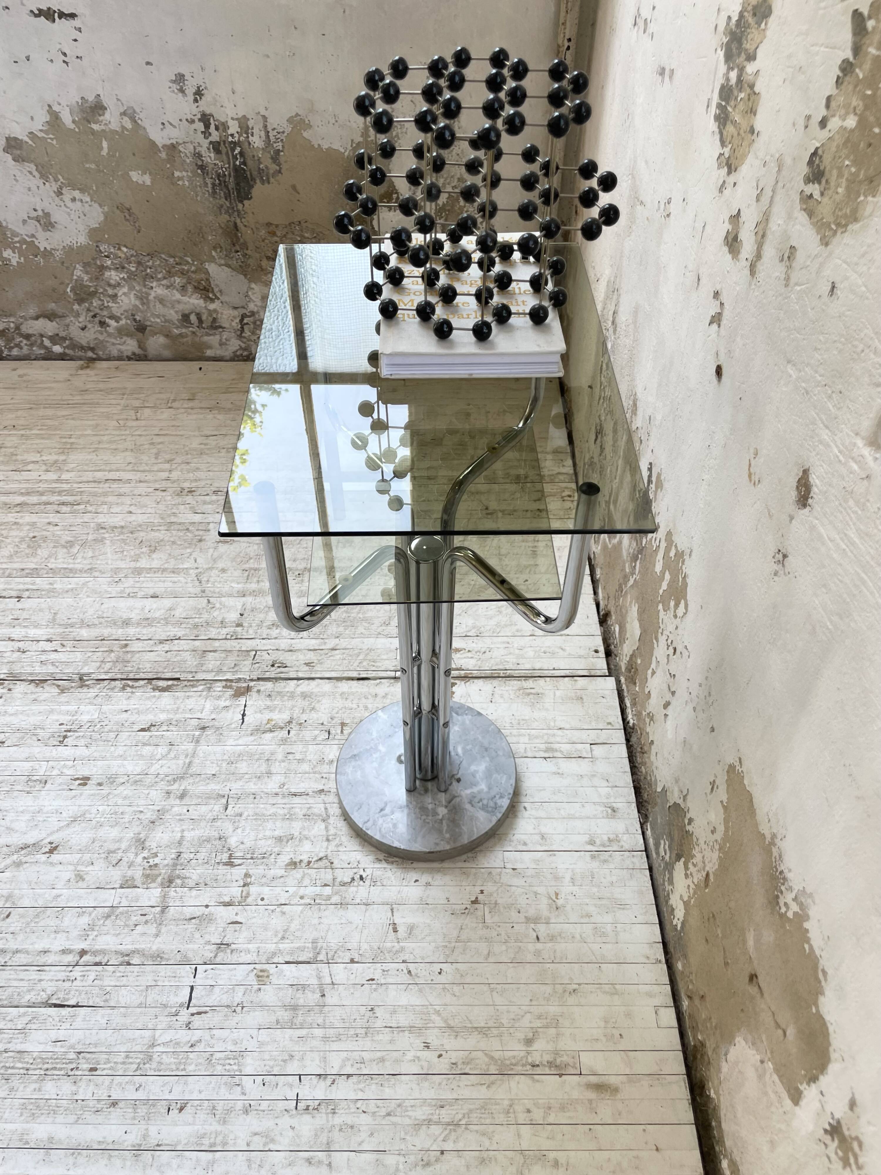 80s glass and marble console