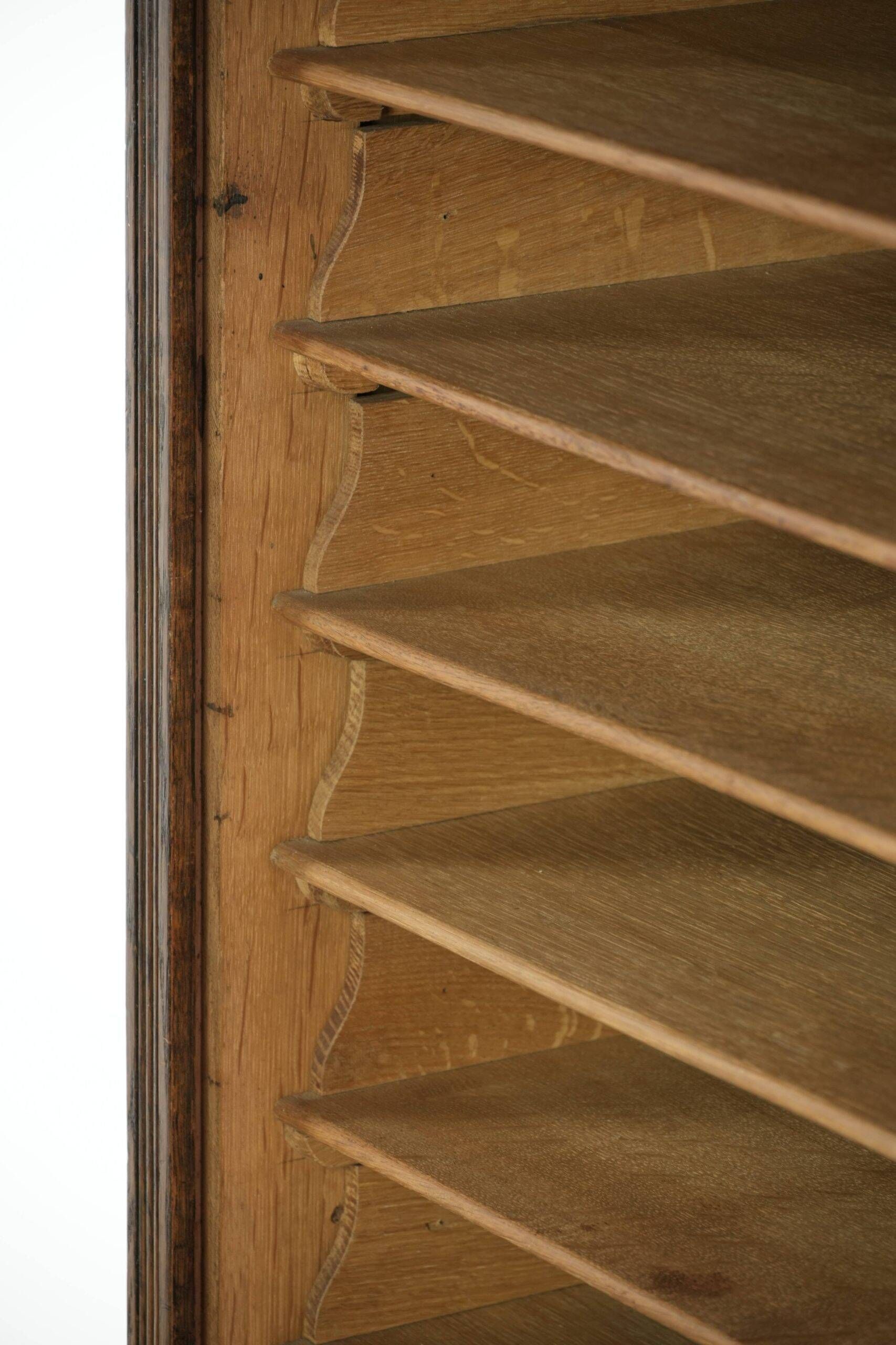 English antique archive cabinet with oak roll-up door from the 20th century