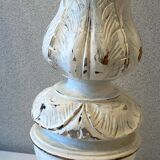 Pair of Large Candlesticks Candle Holders Turned Wood Carved Bleached