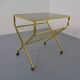 French brass and glass cart with magazine rack, 1960s