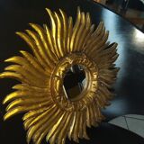 Golden wood sun mirror circa 1960