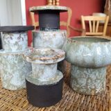Set of 4 signed enameled vases
