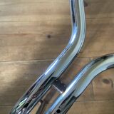 Vintage 70s table in tubular chrome and smoked glass