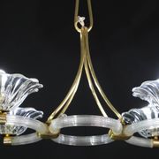 Extraordinary Art Deco Murano Glass and Bronze Chandelier by Barovier&Toso, 1950