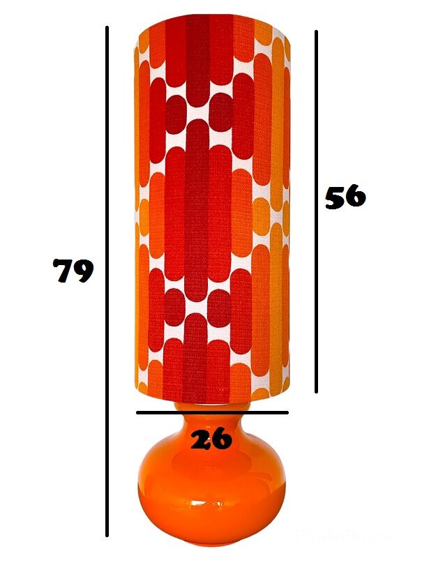 Camaieu table lamp - orange opaline and vintage fabric